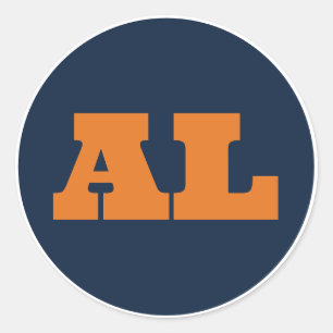 Auburn (AL) - Blauw x Sinaasappel x Wit Ronde Sticker
