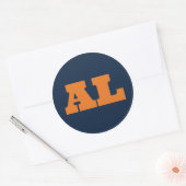 Auburn (AL) - Blauw x Sinaasappel x Wit Ronde Sticker (Envelop)