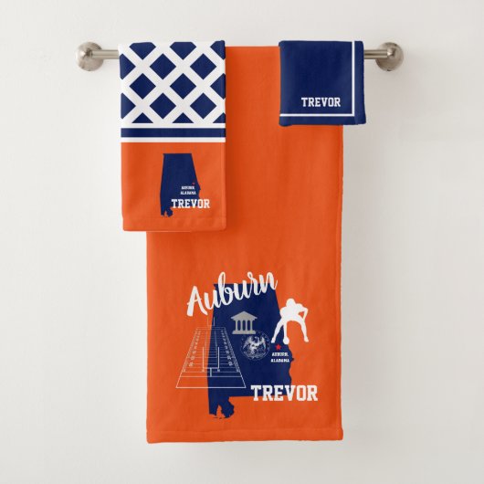 Auburn Alabama Navy en Oranje football Bad Handdoek (Insitu)