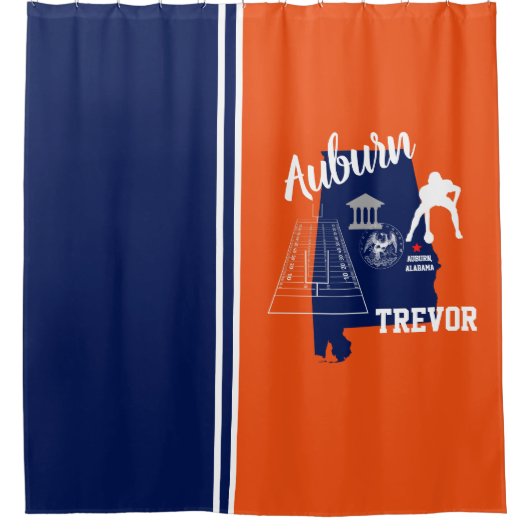 Auburn Alabama Navy en Oranje Football Douchegordijn (Voorkant)