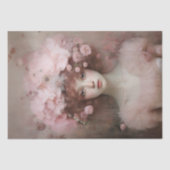 Auburn Beauty - Een Vrouwenportret en Bloemen Tissuepapier (Voorkant)