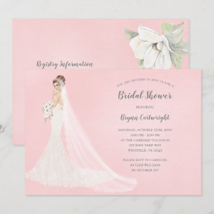 Auburn Bride in Lace Gown Elegant Vrijgezellenfees Kaart