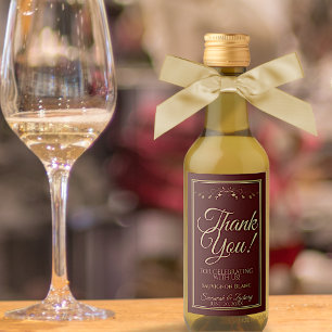 Auburn Brown and Gold Wedding Mini Dank je Wijn Etiket