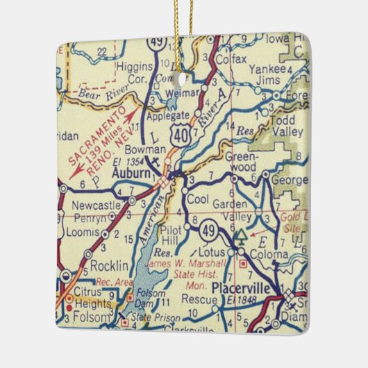 Auburn CA  Map Keramisch Ornament (Links)