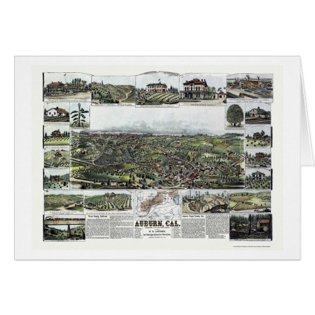 Auburn, CA Panoramic Map - 1887 (Voorkant Horizontaal)