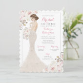 Auburn Glam Bride in Gown Vrijgezellenfeest Kaart (Staand voorkant)