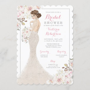 Auburn Glam Bride in Gown Vrijgezellenfeest Kaart