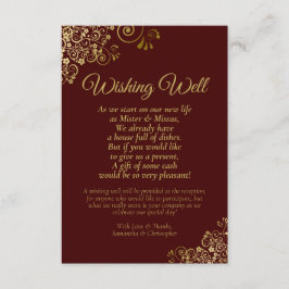 Auburn & Gold Lace Wedding Wishing Well Poem Informatiekaartje