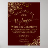 Auburn & Gold Stylish Unplugged Wedding Ceremony Poster (Voorkant)