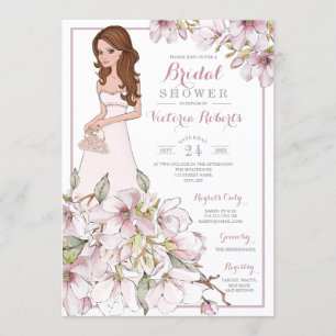 Auburn Hair Bride Floral Vrijgezellenfeest Kaart