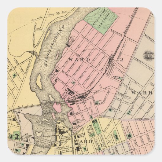 Auburn, Lewiston Vierkante Sticker (Voorkant)