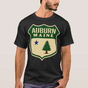 Auburn Maine Retro Pijnboom Schild Groen T-shirt