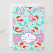 Auburn Mermaid First Birthday Kaart (Achterkant)