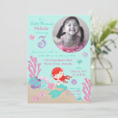 Auburn Mermaid Third Birthday Kaart (Staand voorkant)