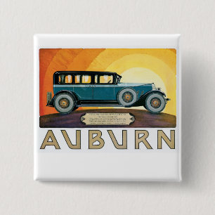 Auburn Motors Sunburst Ad Vierkante Button 5,1 Cm