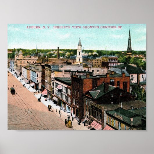 Auburn, New York, Bird's Eye Uitzicht, Poster (Voorkant)