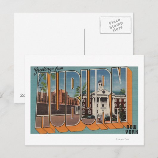 Auburn, New York - grote letterscènes Briefkaart (Voorkant / Achterkant)