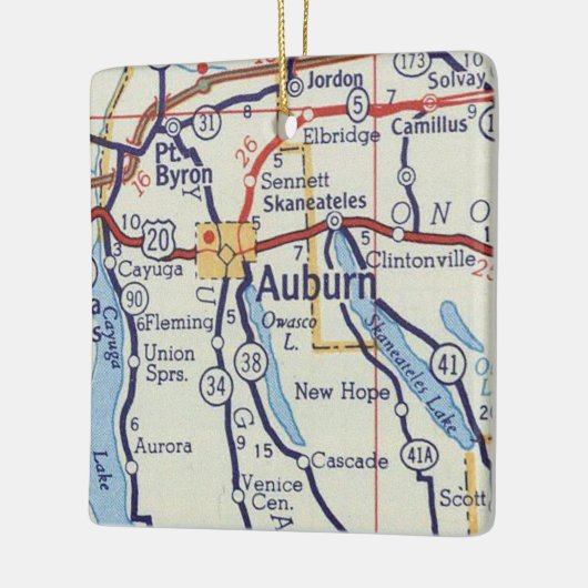 Auburn NY  Map Keramisch Ornament (Links)