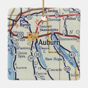 Auburn NY Map Keramisch Ornament