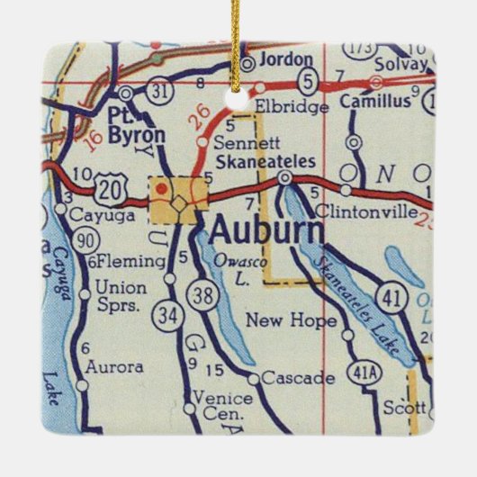 Auburn NY  Map Keramisch Ornament (Achterkant)