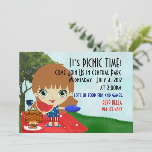 Auburn Picnic Uitnodiging (Staand voorkant)