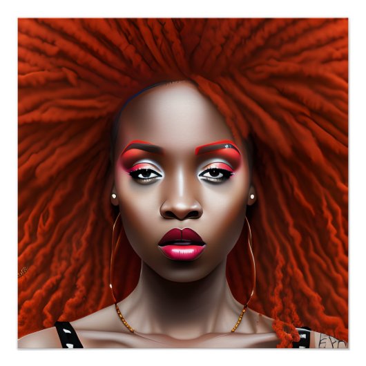 Auburn Queen Rood Bruin Haar Zwart Melanine Afro Perfect Poster (Voorkant)