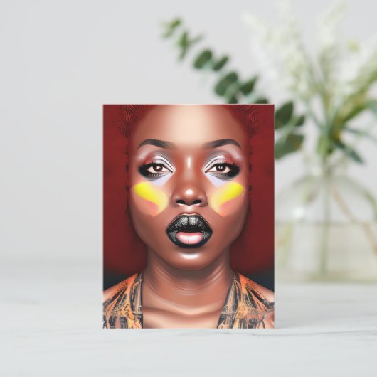 Auburn Queen Sinaasappel Bruin Haar Zwart Melanine Briefkaart (Staand voorkant)