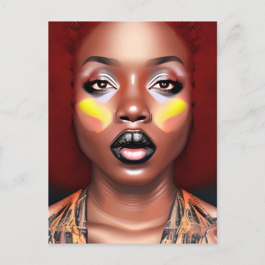 Auburn Queen Sinaasappel Bruin Haar Zwart Melanine Briefkaart (Voorkant)