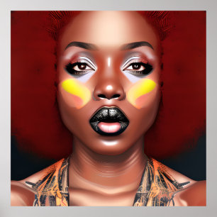 Auburn Queen Sinaasappel Bruin Haar Zwart Melanine Poster