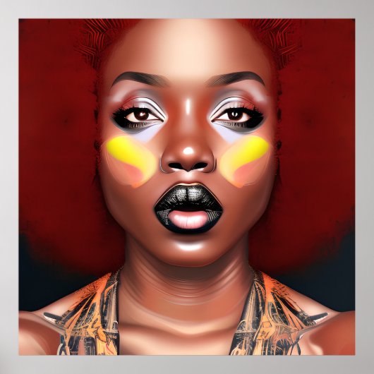 Auburn Queen Sinaasappel Bruin Haar Zwart Melanine Poster (Voorkant)