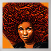 Auburn Queen Sinaasappel Bruin Haar Zwart Melanine Poster (Voorkant)