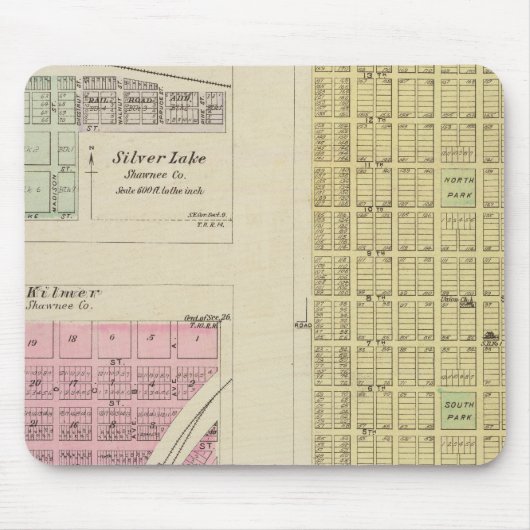 Auburn, Silver Lake, Kilmer en Richland, Kansas Muismat (Voorkant)