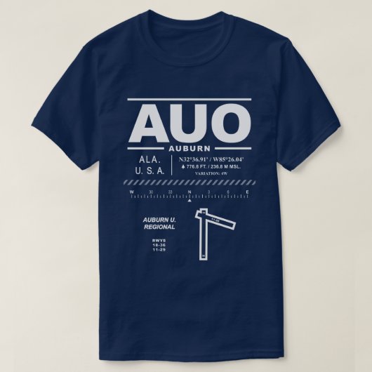Auburn U. Regional Airport AUO T-shirt (Design voorkant)
