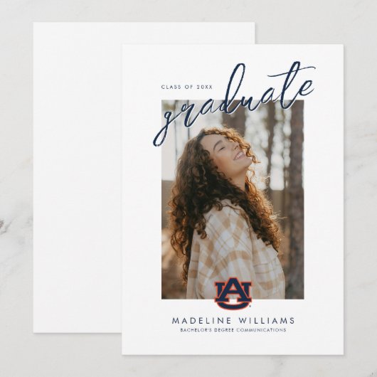 Auburn Universiteit Afstuderen | Auburn Tigers Aankondiging (Voorkant / Achterkant)