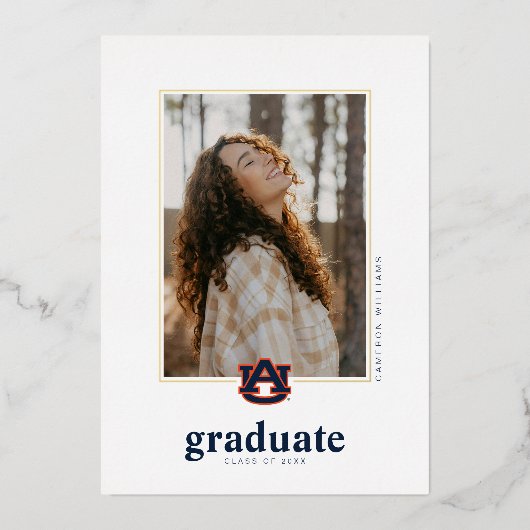 Auburn Universiteit Afstuderen | Auburn Tigers Folie Uitnodiging (Voorkant)