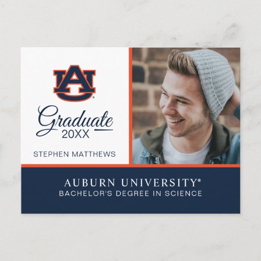 Auburn University | AFSTUDEREN Aankondigingskaart (Voorkant)