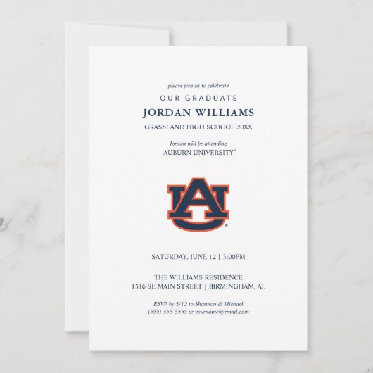 Auburn University Afstuderen | Auburn Tigers Aankondiging (Voorkant)