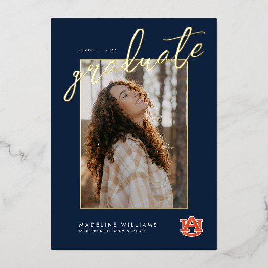 Auburn University Afstuderen – Auburn Tigers Folie Uitnodiging (Voorkant)