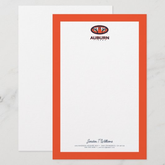 Auburn University | Auburn Tigers Briefpapier (Voorkant / Achterkant)