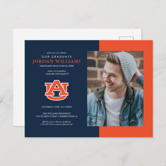 Auburn University | Toekomstig Afstudeerder Aankondigingskaart (Voorkant / Achterkant)