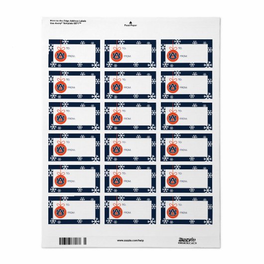 Auburn University | Vakantie Etiket (Full Sheet)
