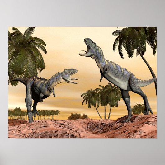 Aucasaurus dinosaurus gevecht - 3D rendering Poster (Voorkant)