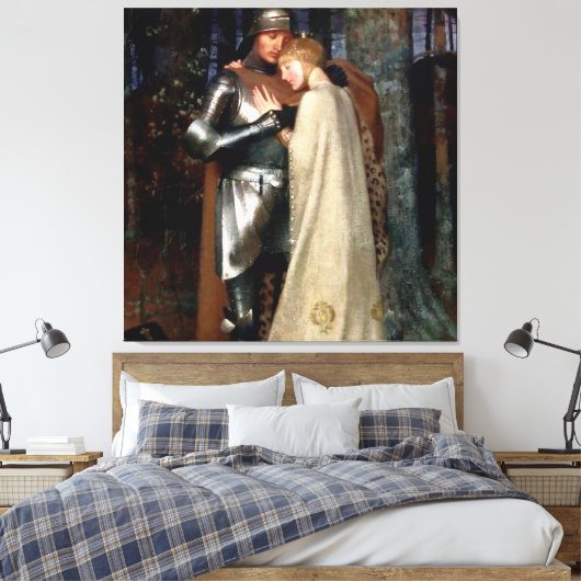 Aucassin en Nicolette Middeleeuws schilderij van M Canvas Afdruk (Insitu (Slaapkamer))