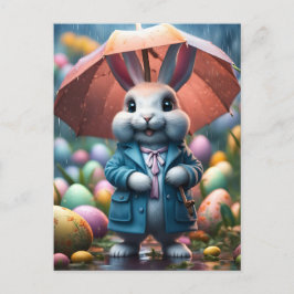 Auch im Regen werden Ostereier versteckt Feestdagenkaart