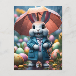 Auch im Regen werden Ostereier versteckt Feestdagenkaart