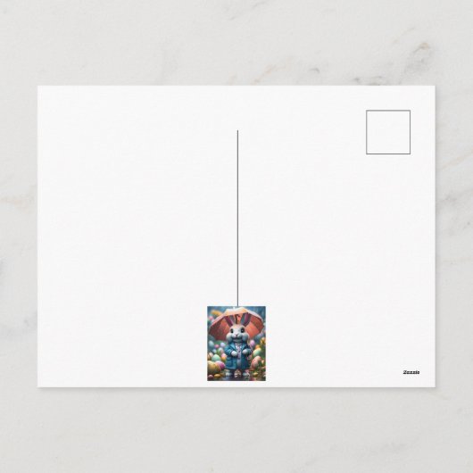 Auch im Regen werden Ostereier versteckt Feestdagenkaart (Achterkant)