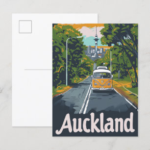 Auckland Aussie  Retro Reisillustratie Briefkaart
