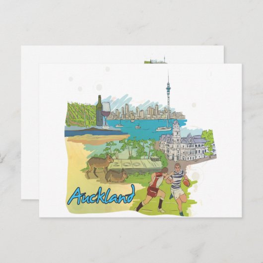 Auckland Briefkaart (Voorkant / Achterkant)