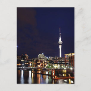 Auckland City, Nieuw-Zeeland bij nacht Briefkaart