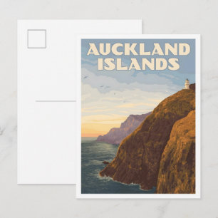 Auckland Eilanden Vintage Kunst Reizen Briefkaart